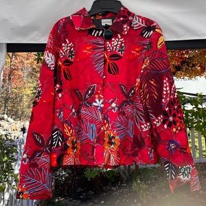 Red printed long sleeve jacket